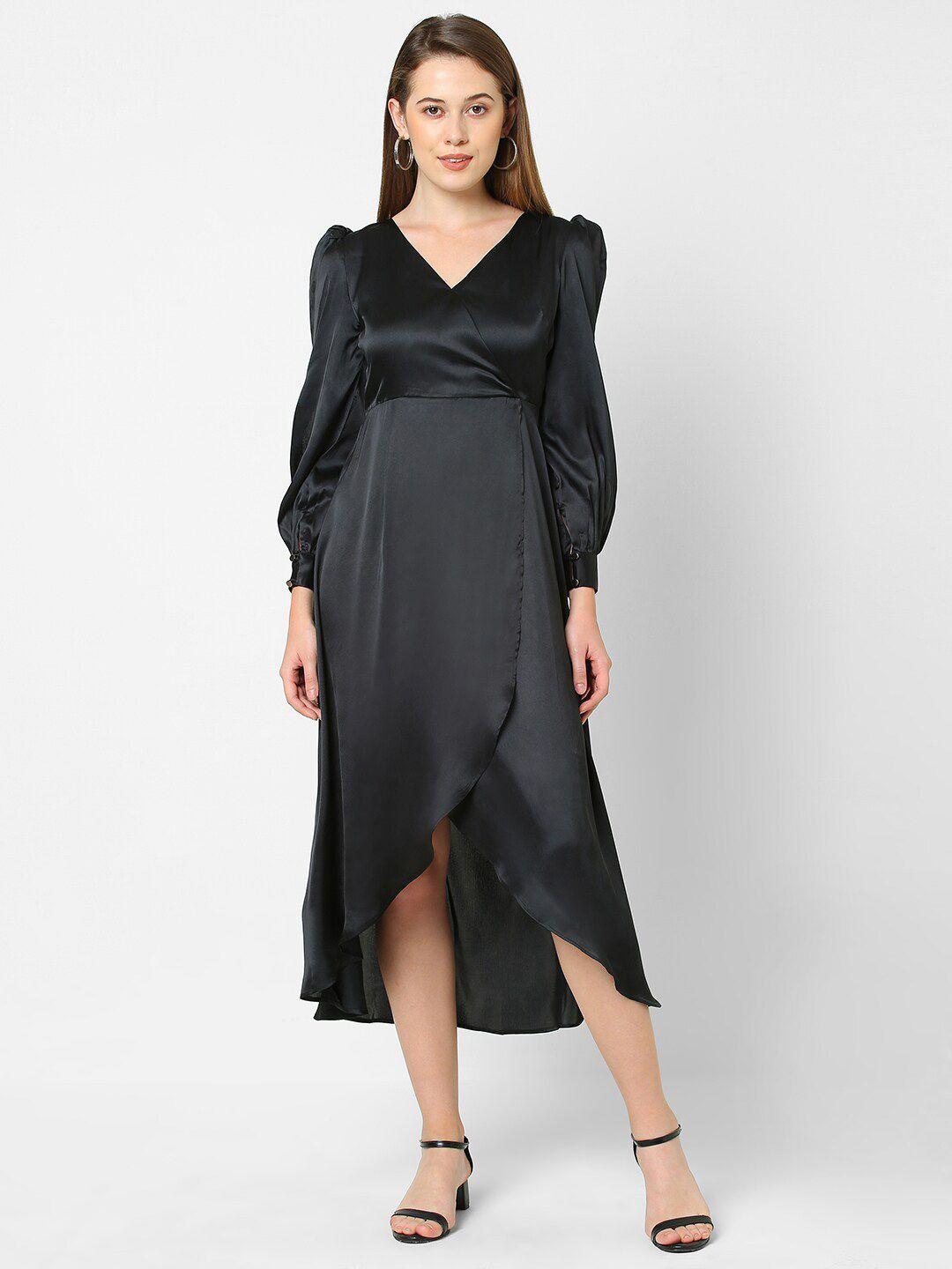 mish black satin midi dress