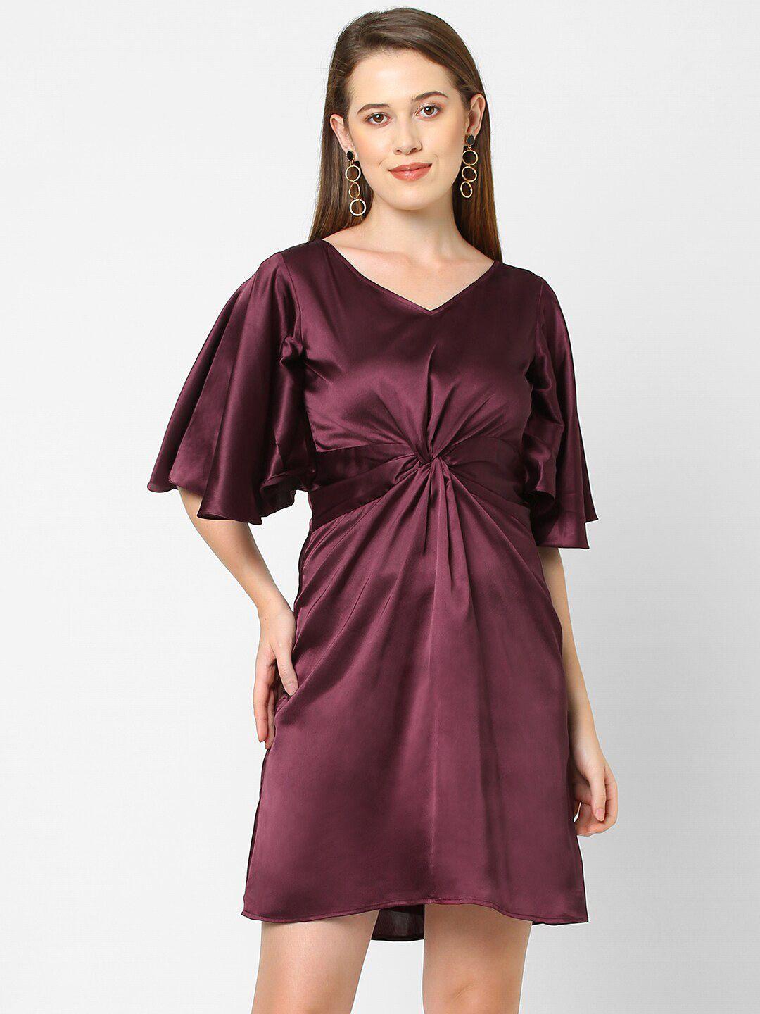 mish maroon satin dress