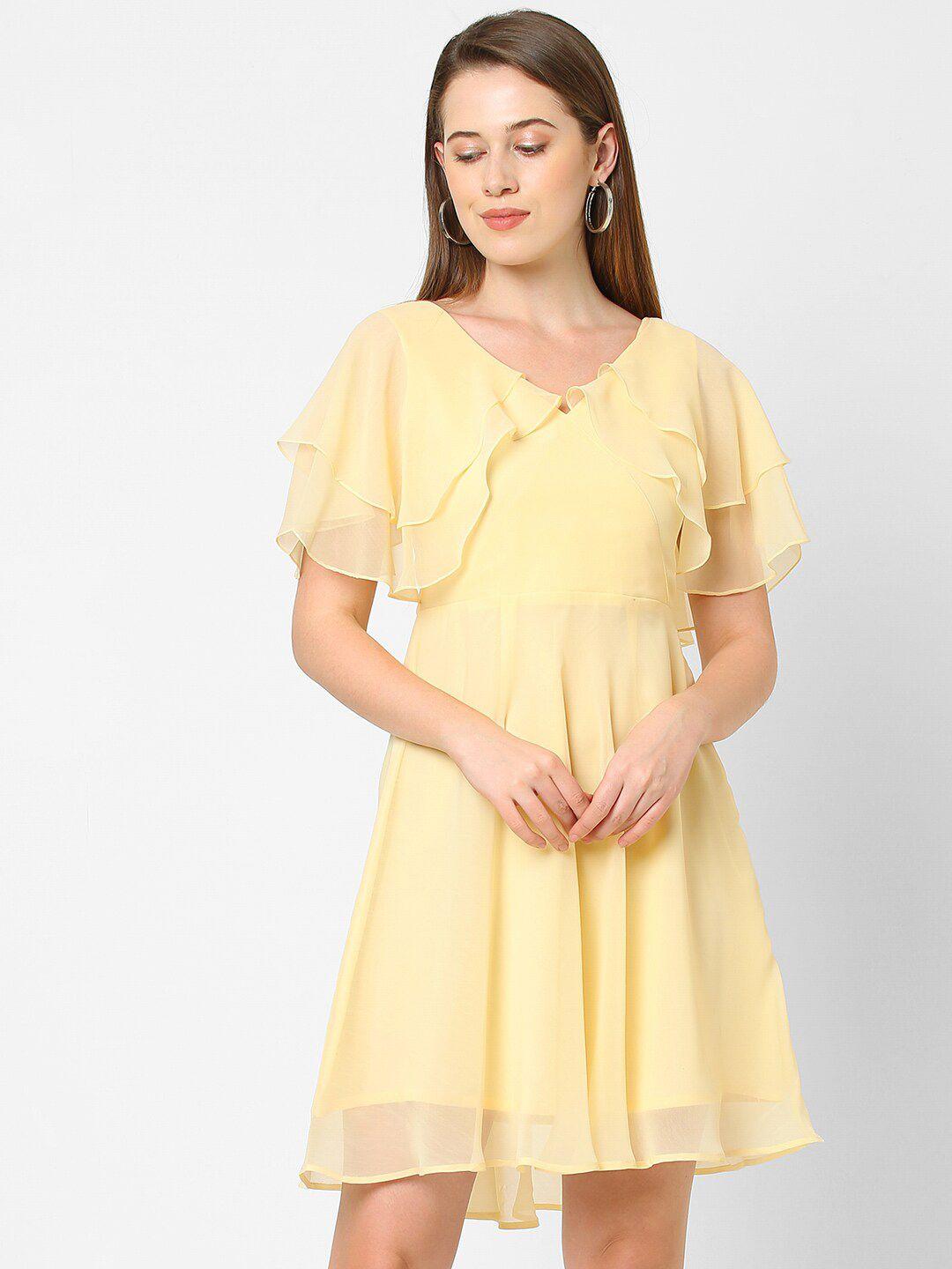 mish yellow layered georgette dress