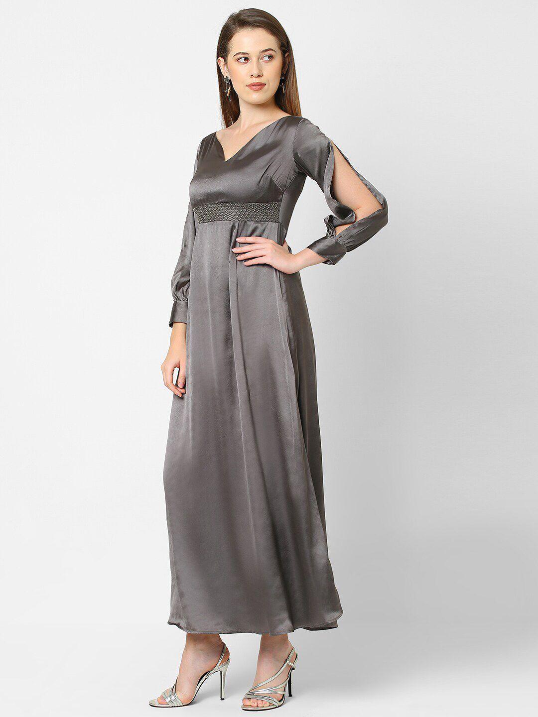 mish charcoal satin maxi dress