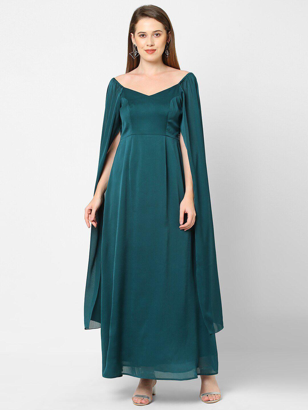 mish green chiffon slit sleeves maxi dress