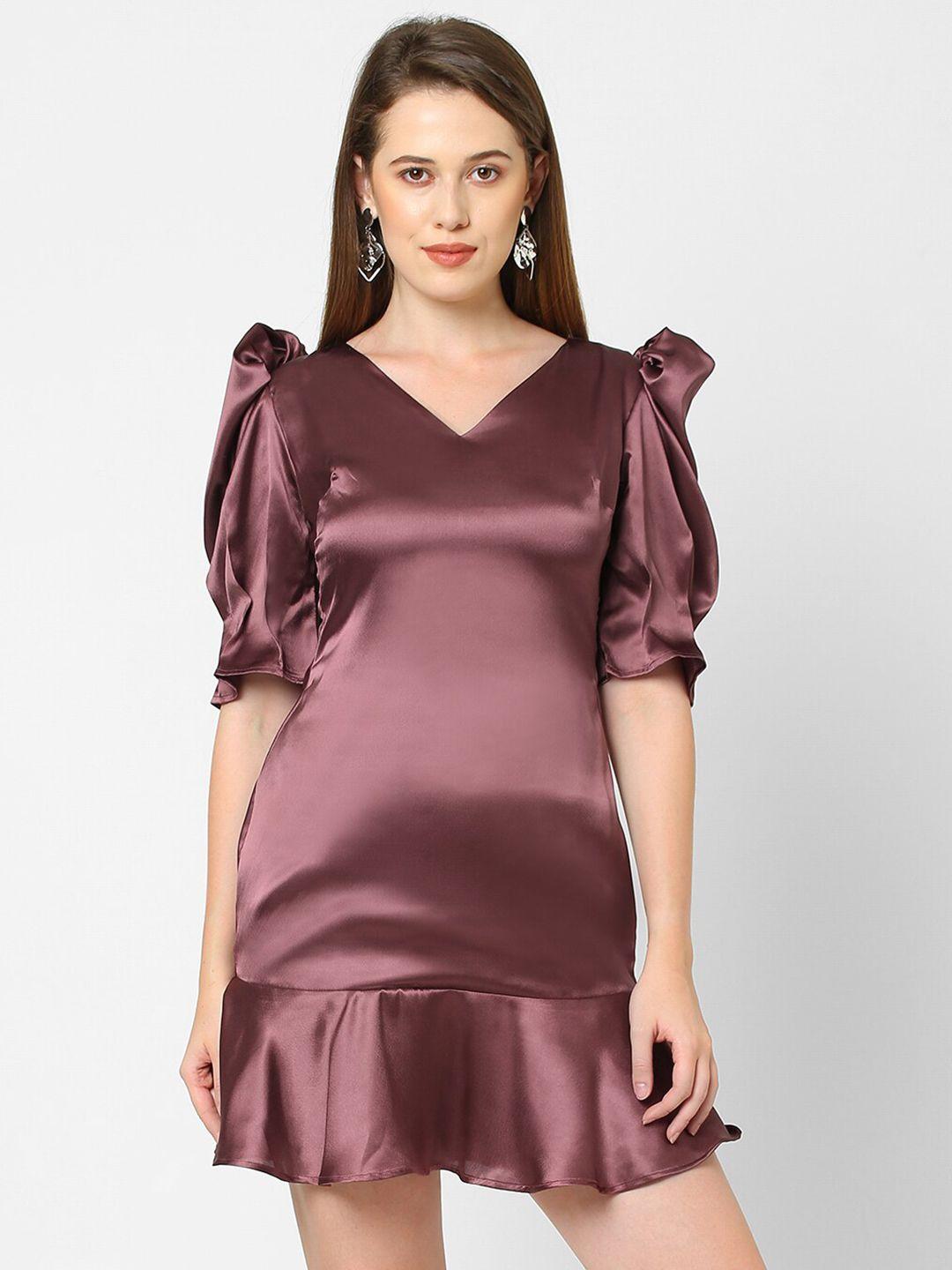 mish mauve satin sheath dress