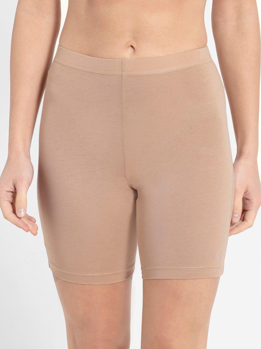 jockey women beige solid  mid- rise boy shorts briefs