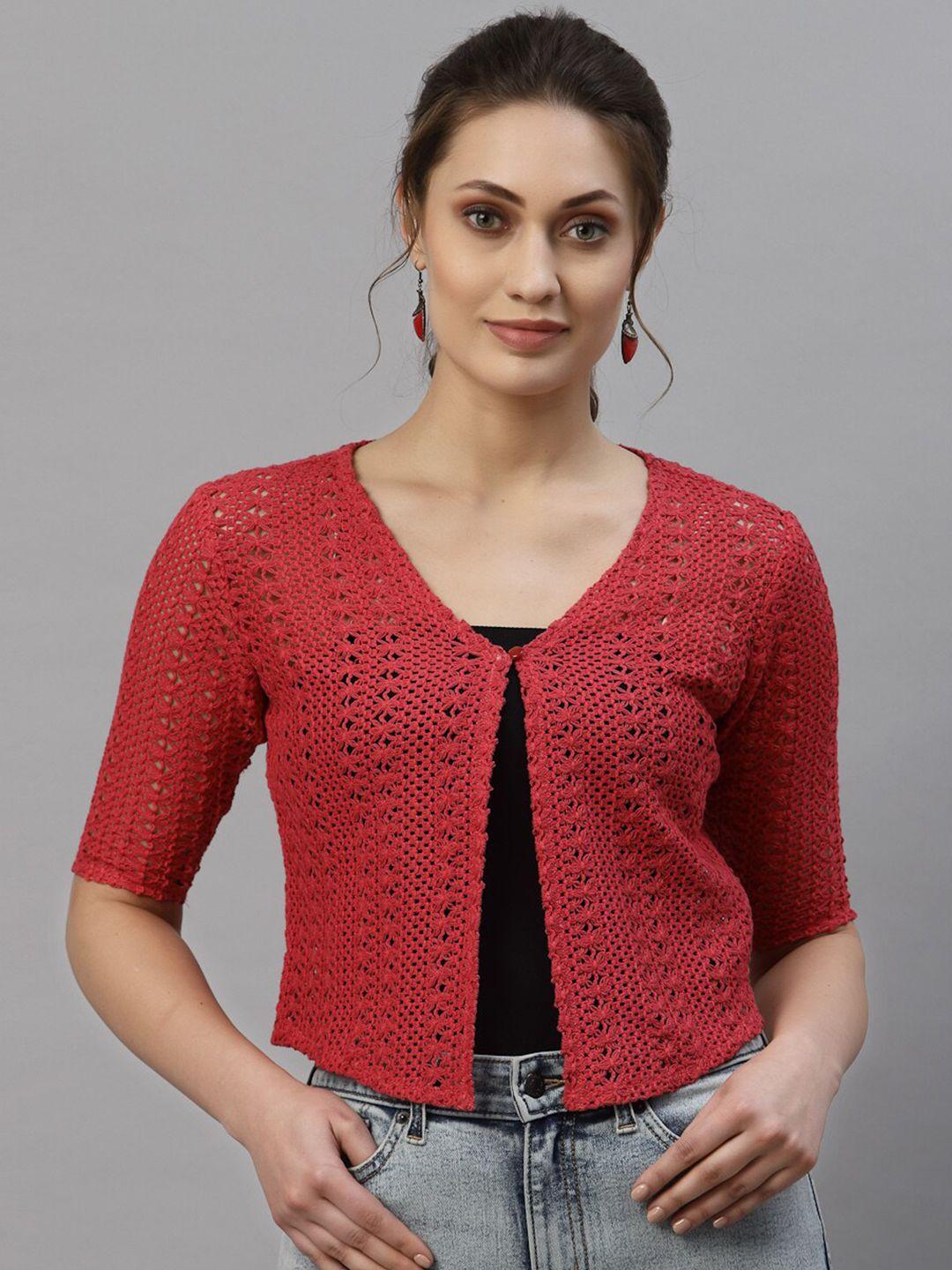 style quotient women red cotton shrug