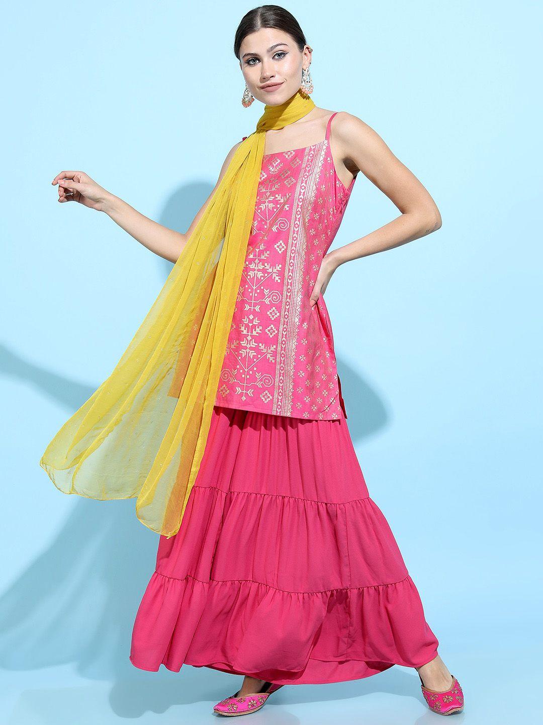 vishudh ethnic motifs kurta with palazzo & dupatta