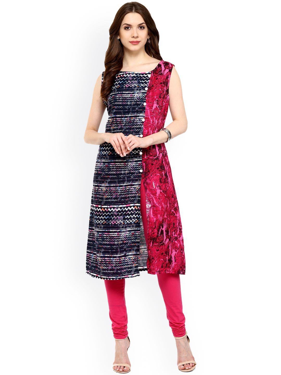 pannkh women multicoloured printed straight kurta