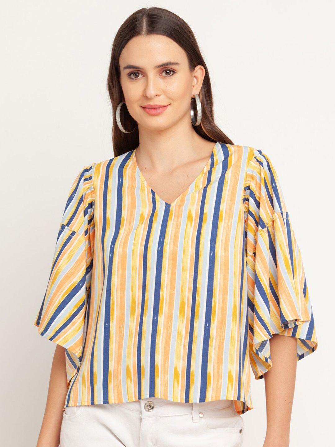 zink london yellow & blue striped top