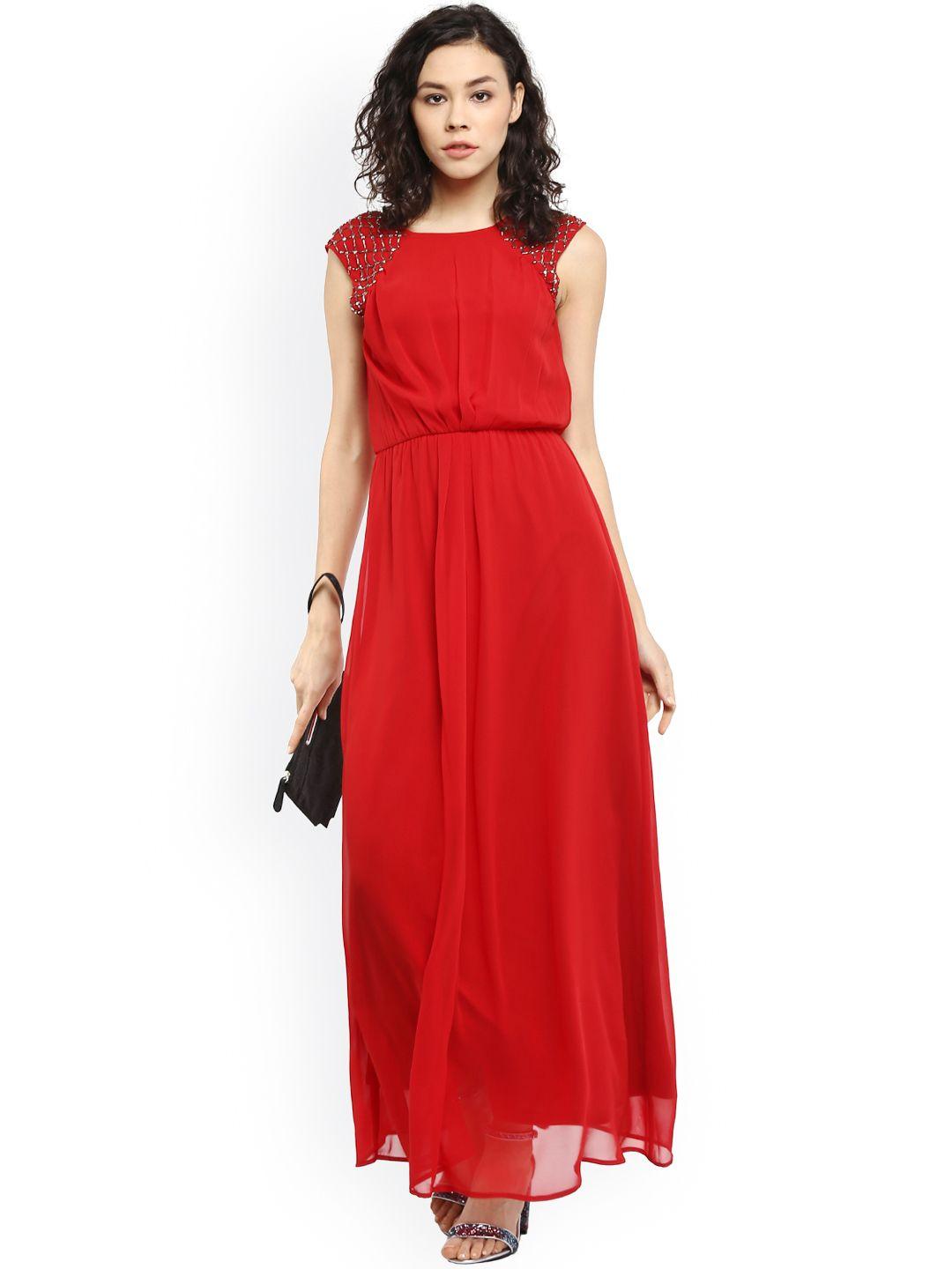 harpa women red solid maxi dress