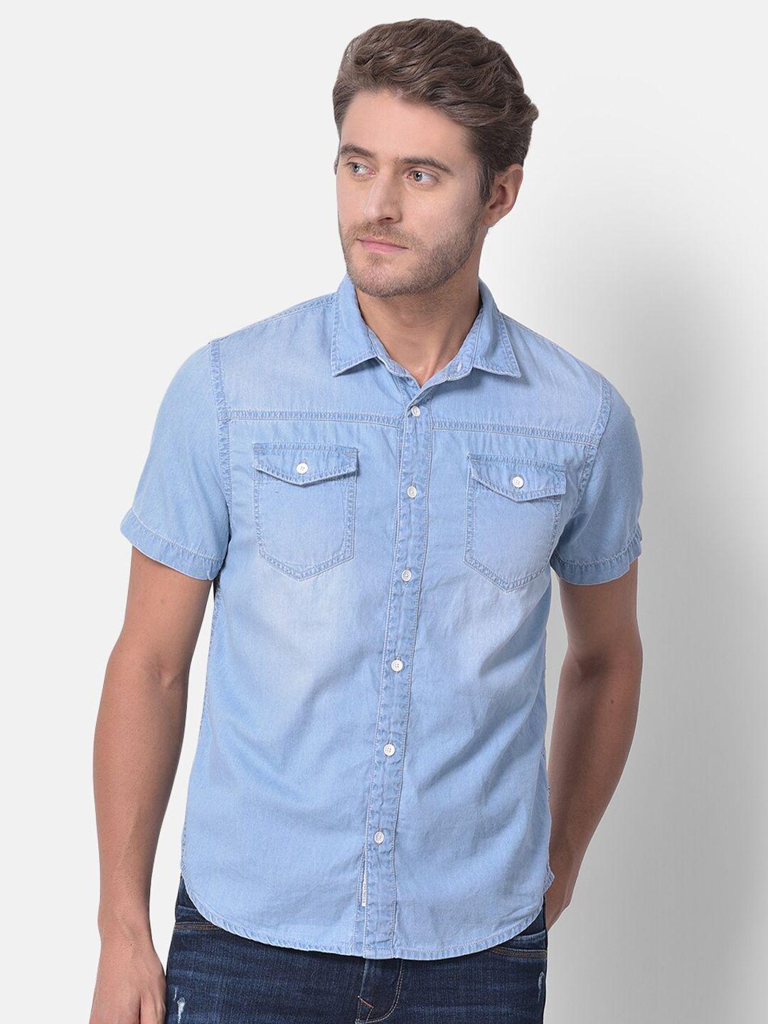 woodland men blue casual cotton shirt