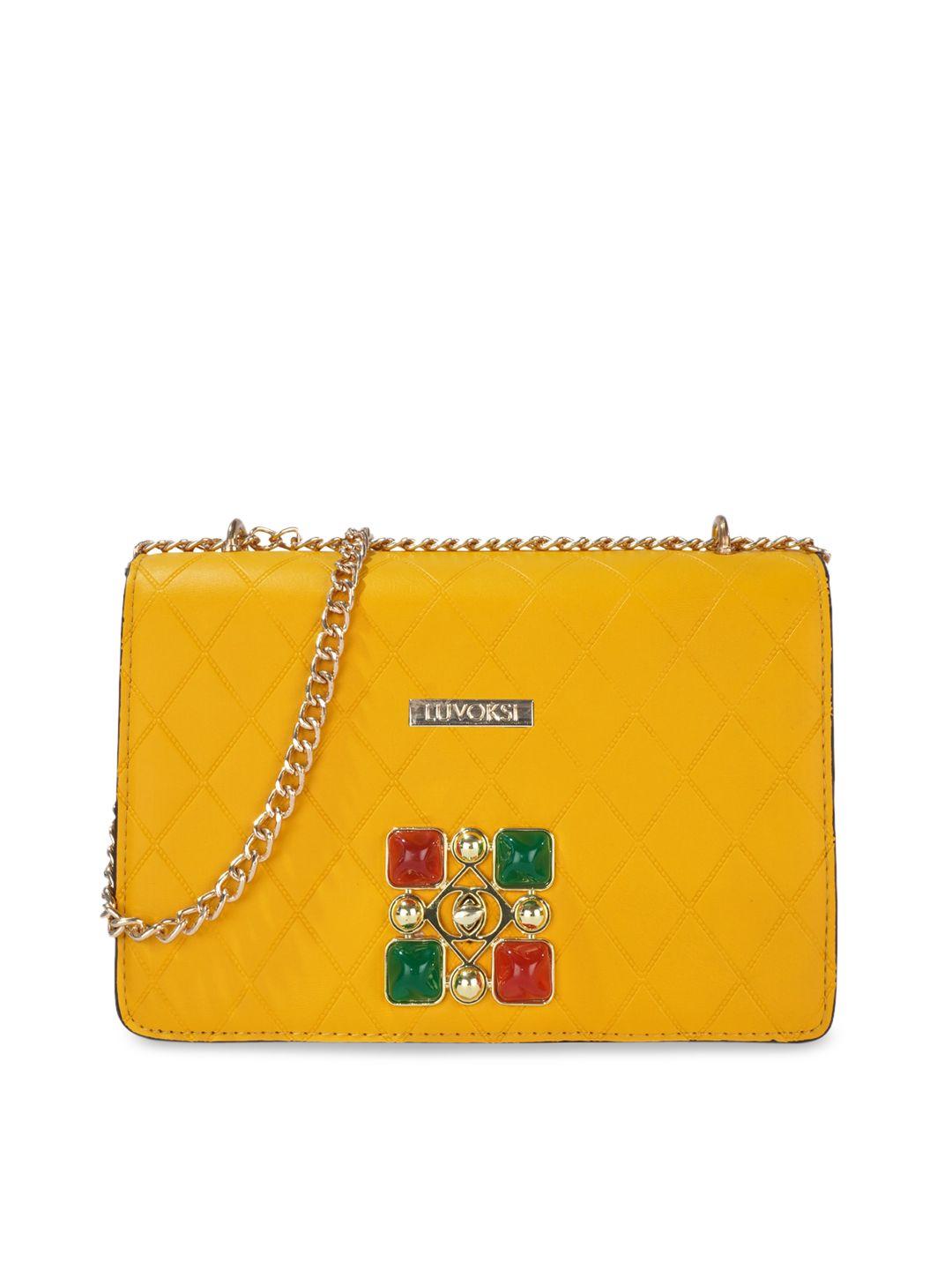 luvoksi yellow quilted structured sling bag