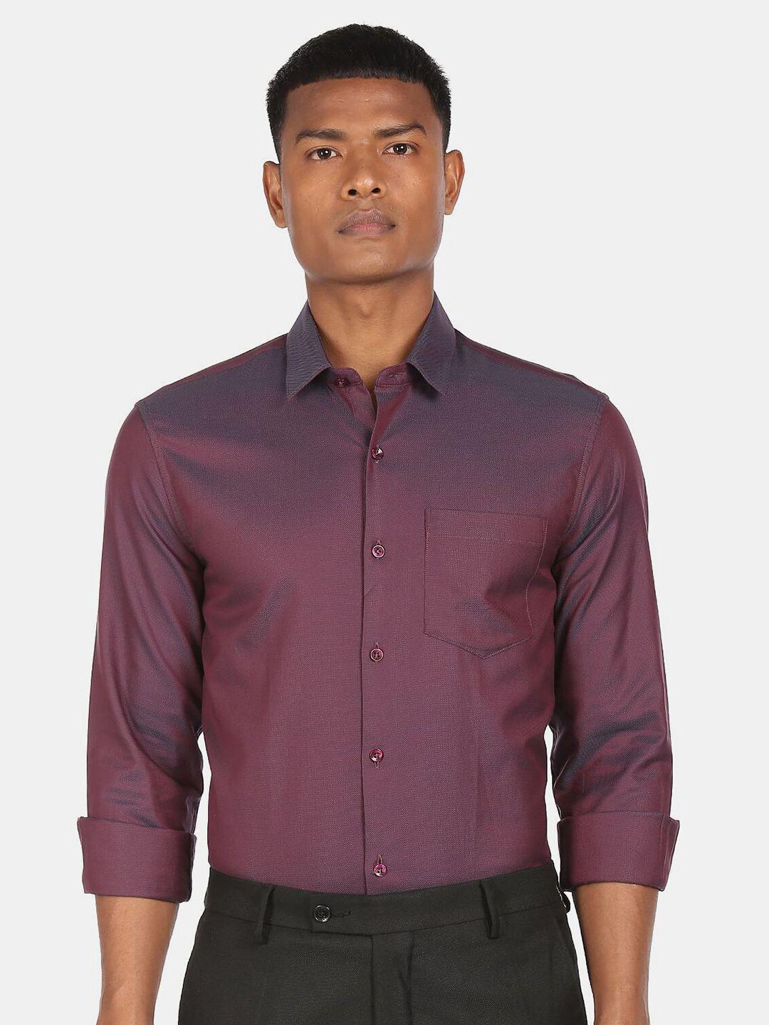 excalibur men red regular fit pure cotton formal shirt