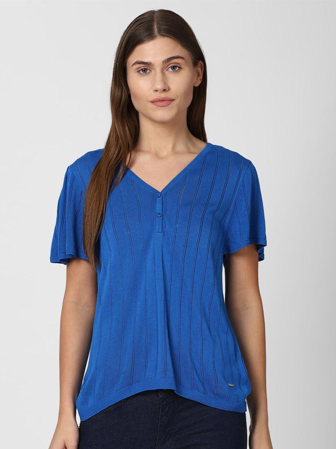 van heusen woman blue striped top