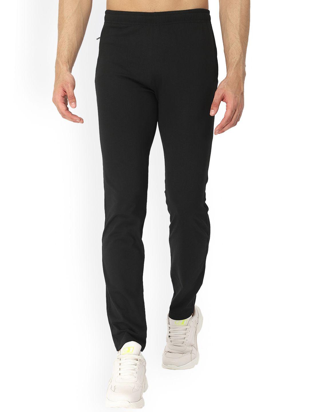 dyca men black solid cotton track pants