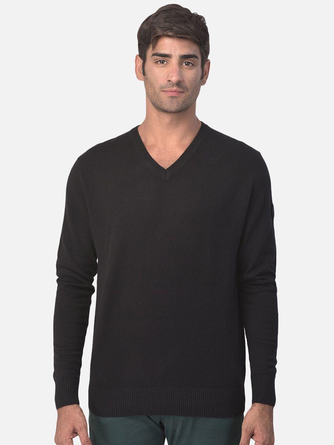 woodland men black solid wool pullover