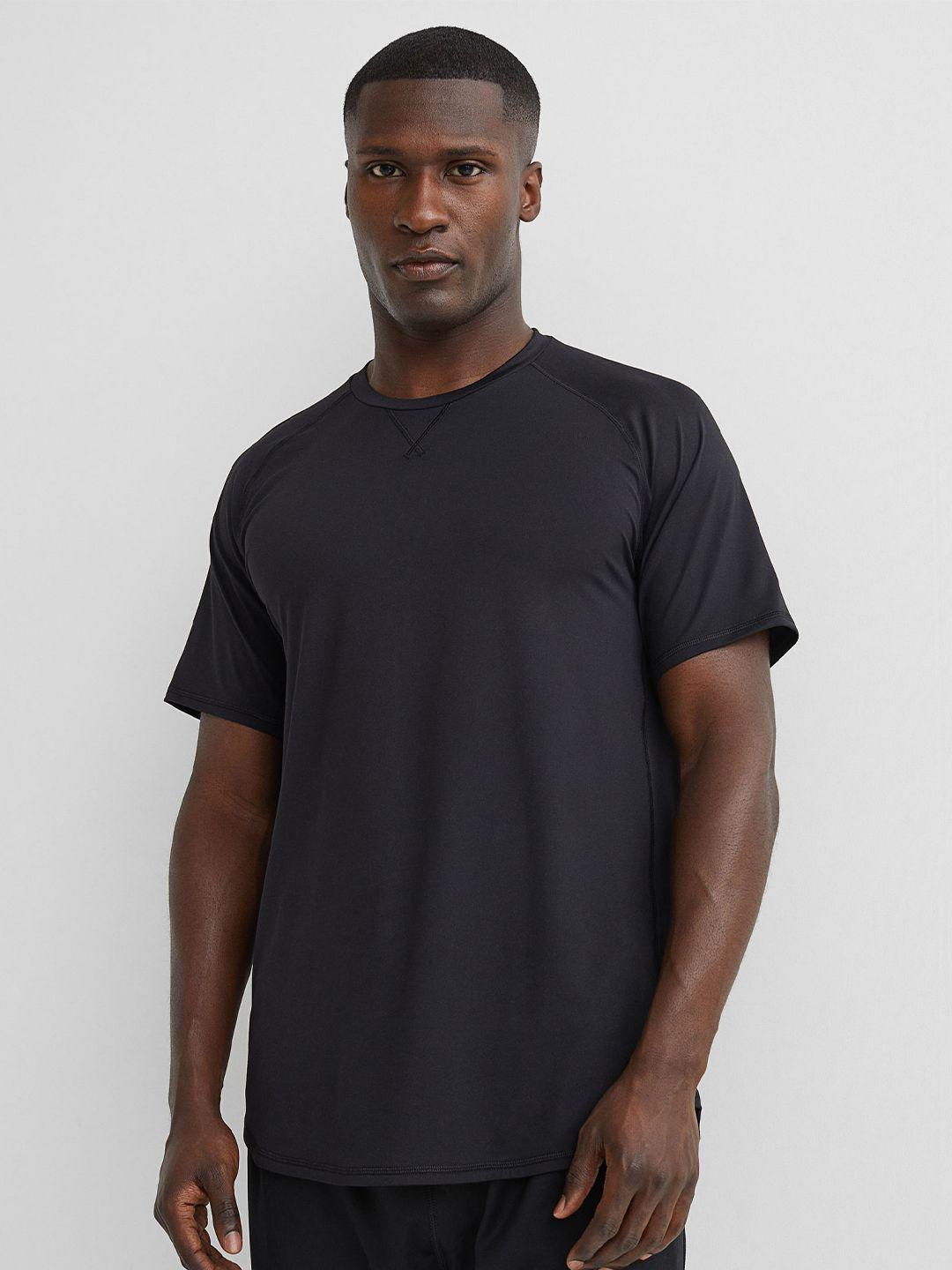 h&m men navy blue loose fit rapid-dry sports t-shirt