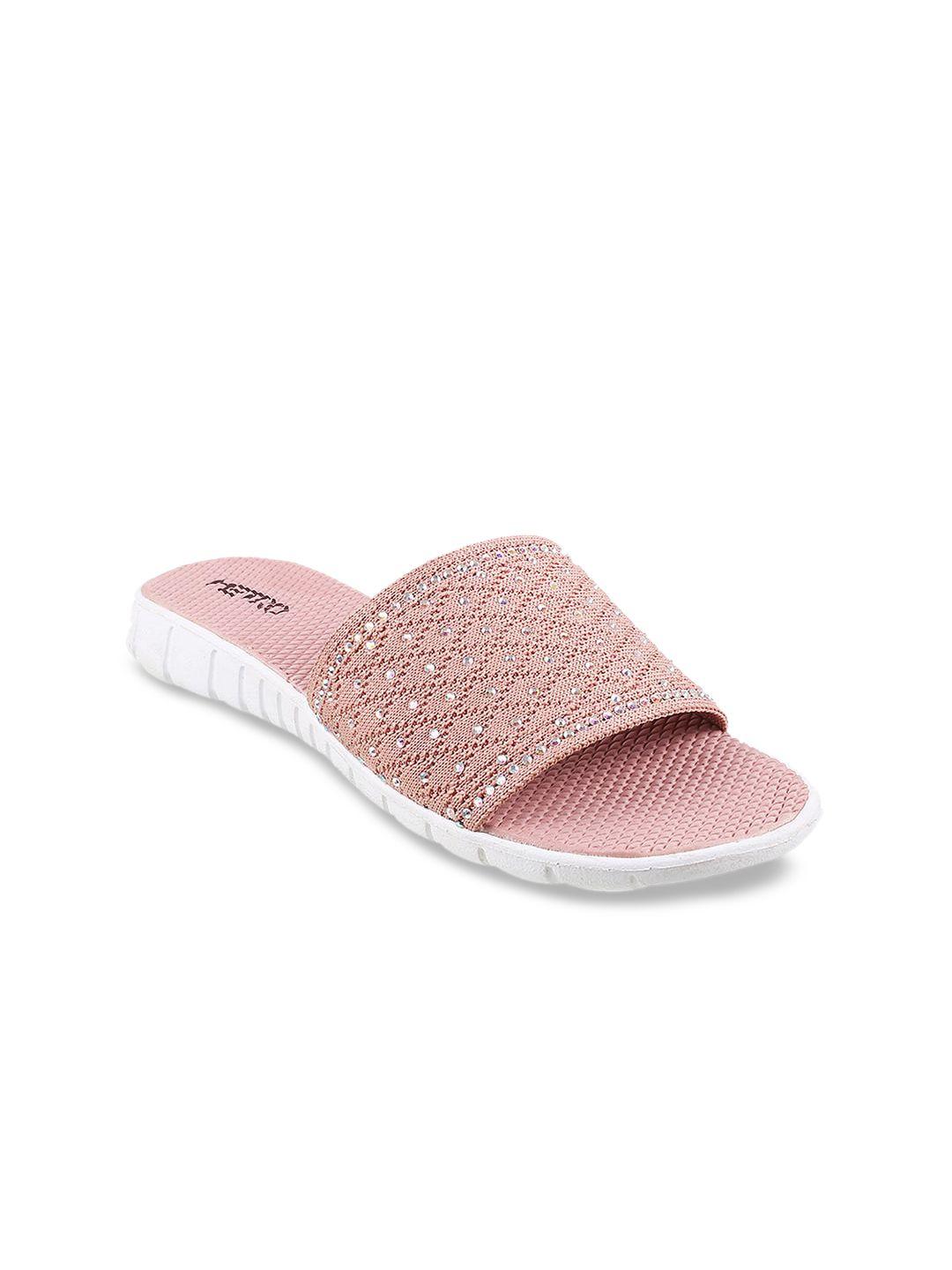 metro pink textured wedge mules