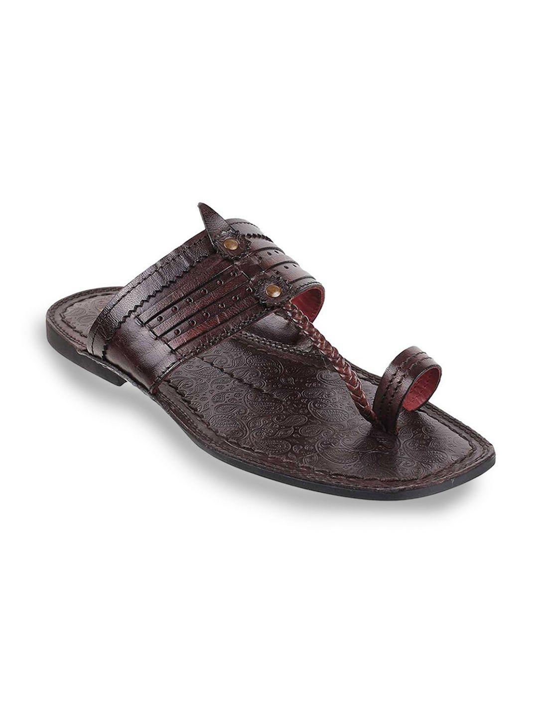 j fontini men maroon ethnic leather comfort sandals