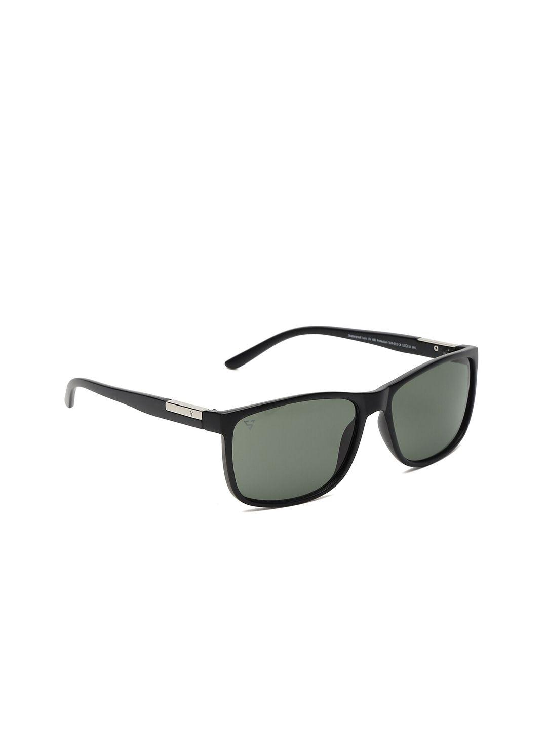 sunnies unisex green & black full rim rectangle sunglasses with uv protected lens