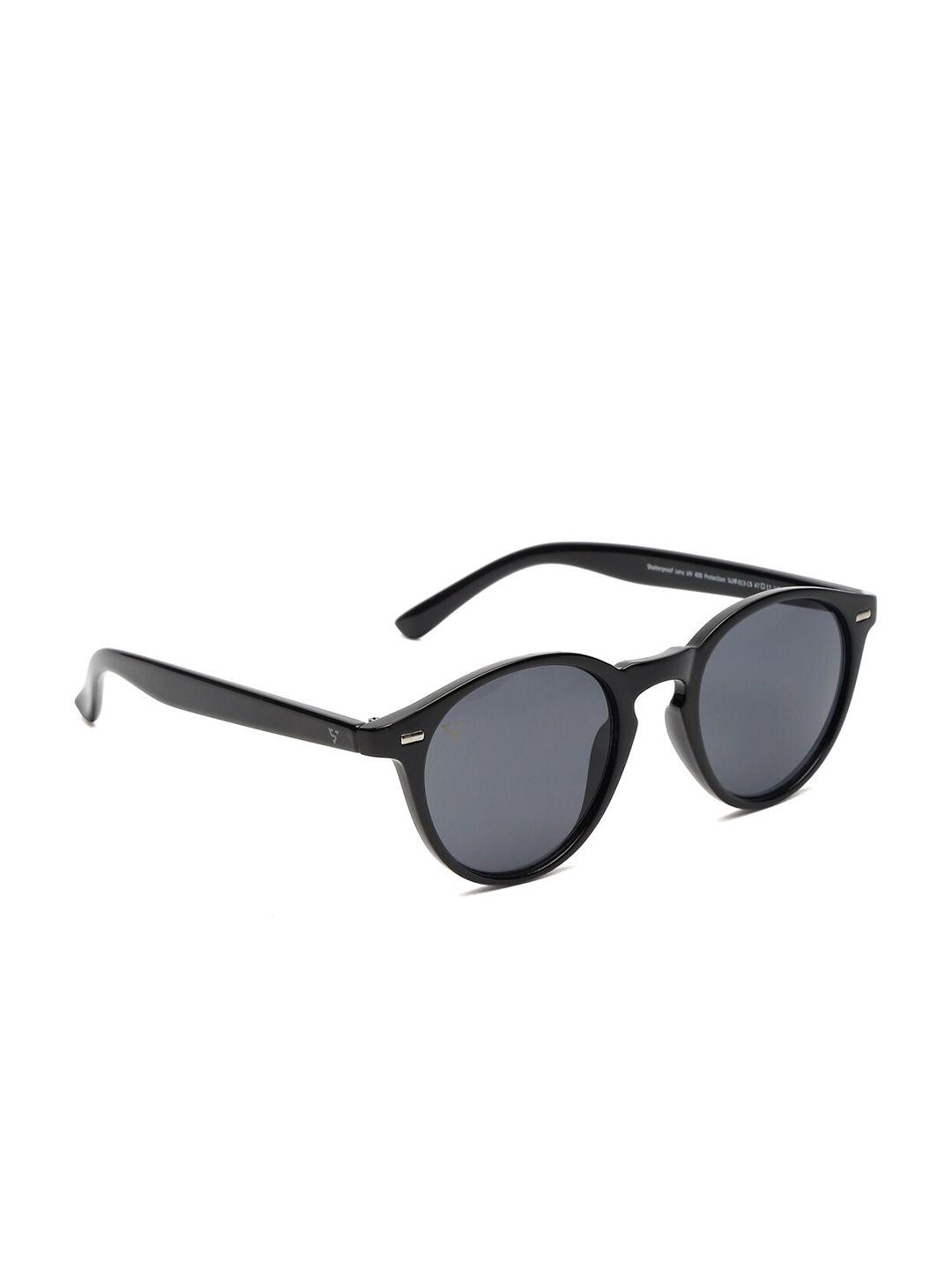 sunnies unisex grey lens & black round uv protected lens sunglasses