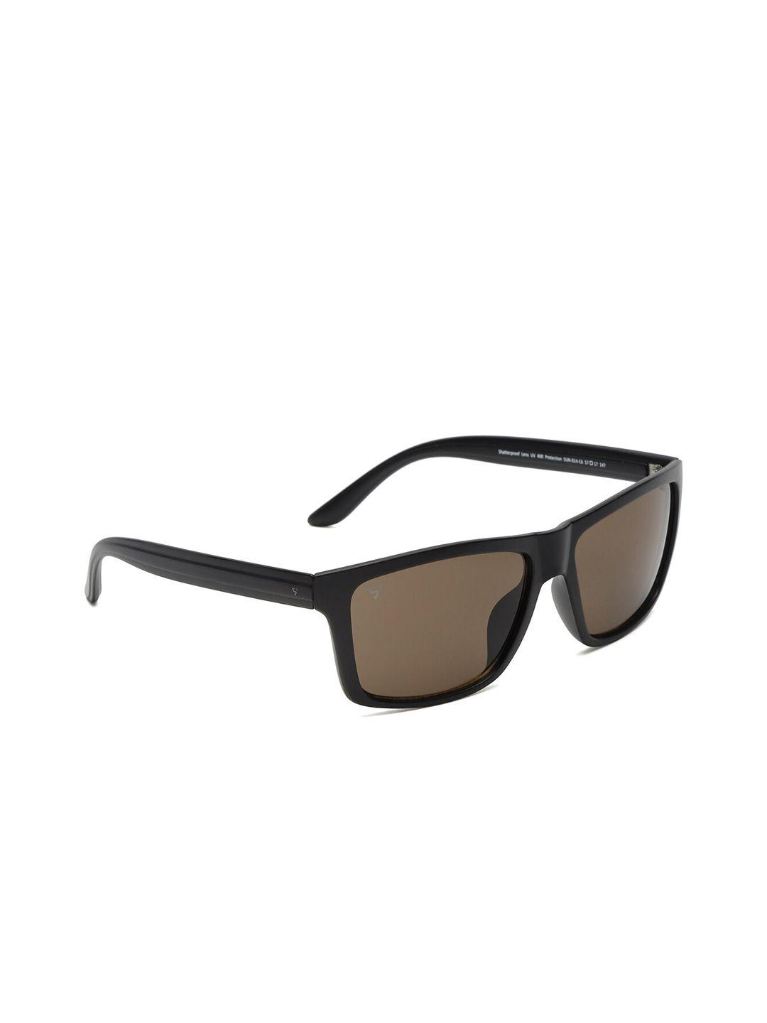 sunnies unisex brown & black full rim rectangle sunglasses with uv protected lens