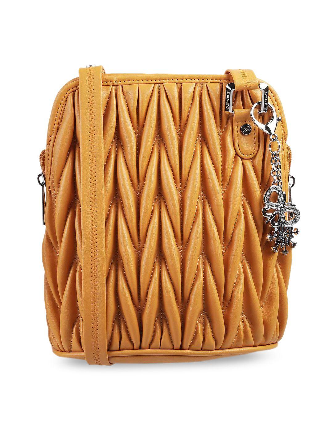 metro yellow textured structured sling bag