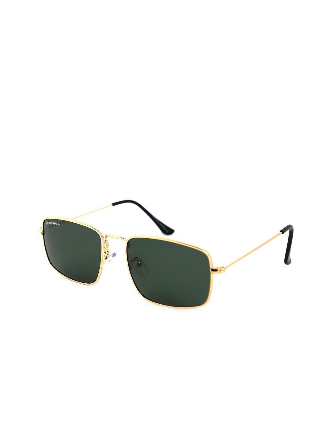 micelo martin men green lens & gold-toned square sunglasses with uv protected lens