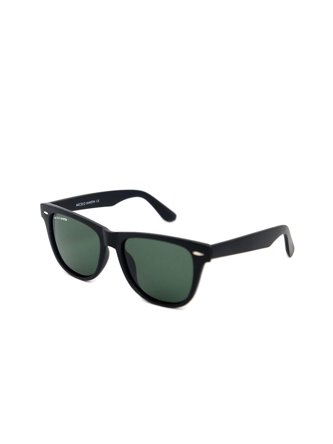 micelo martin unisex green lens & black wayfarer sunglasses with uv protected lens