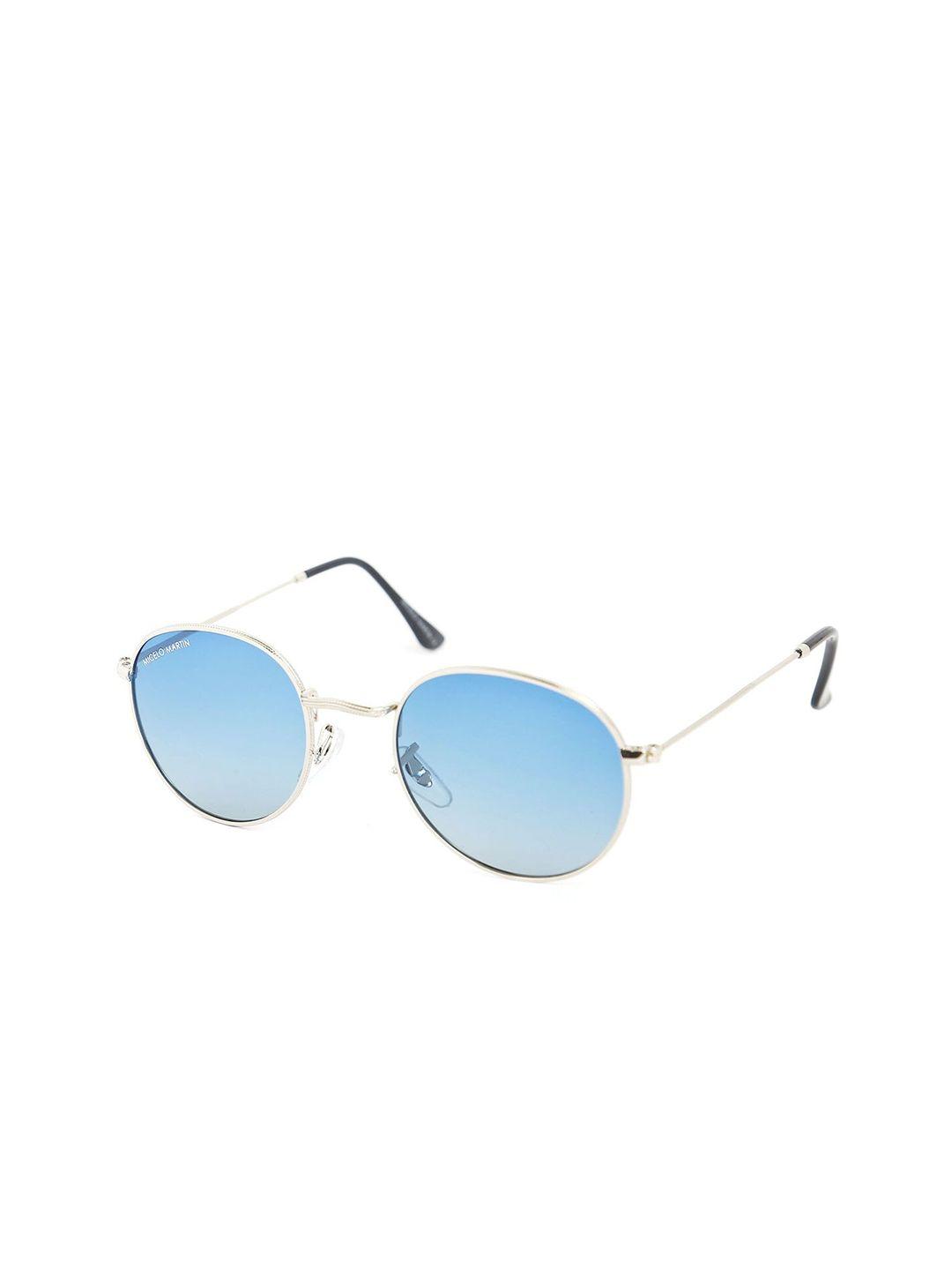 micelo martin unisex blue lens & silver-toned round sunglasses uv protected lens mm1004 c5