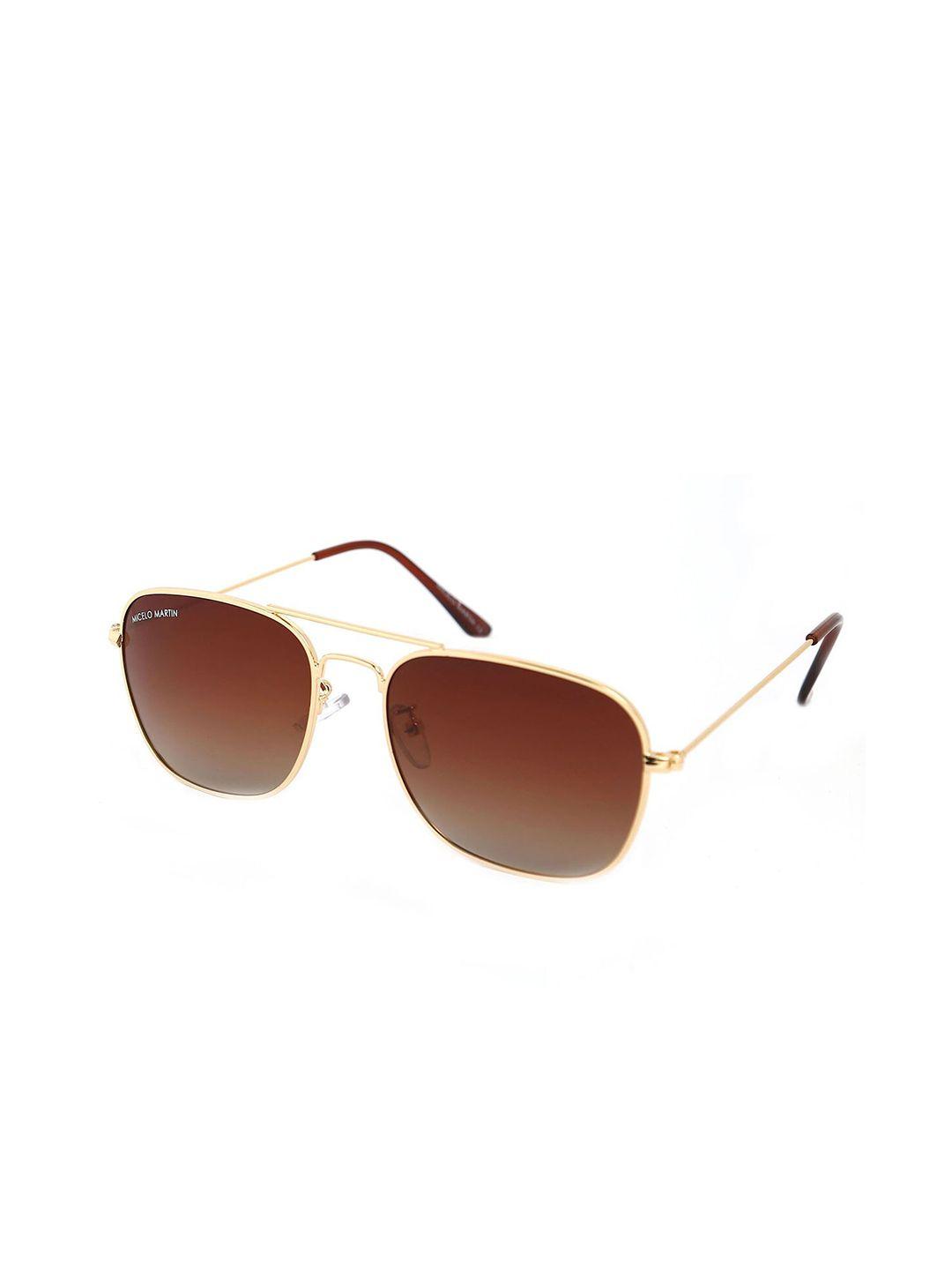 micelo martin men brown lens & gold-toned uv protected aviator sunglasses mm1002 c3