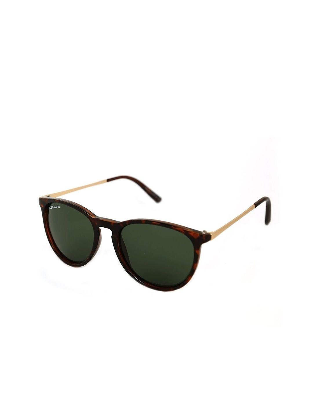 micelo martin unisex green lens & black round sunglasses with uv protected lens