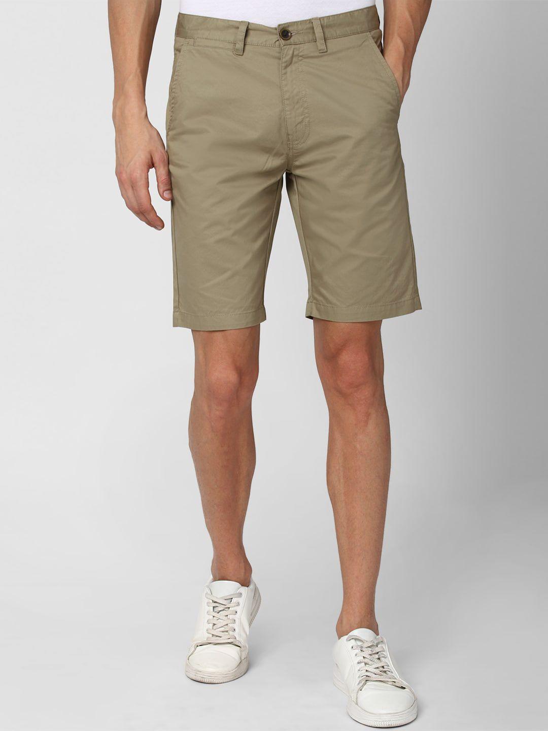 peter england casuals men khaki cotton chino shorts