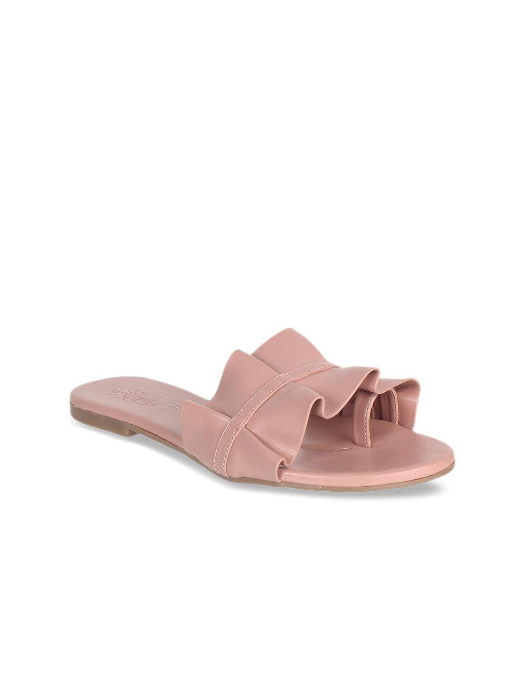 shuz touch women peach-coloured one toe flats