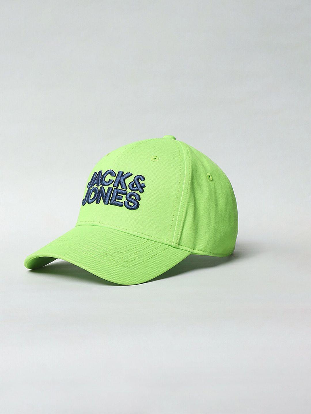 jack & jones men lime green & blue embroidered baseball cap