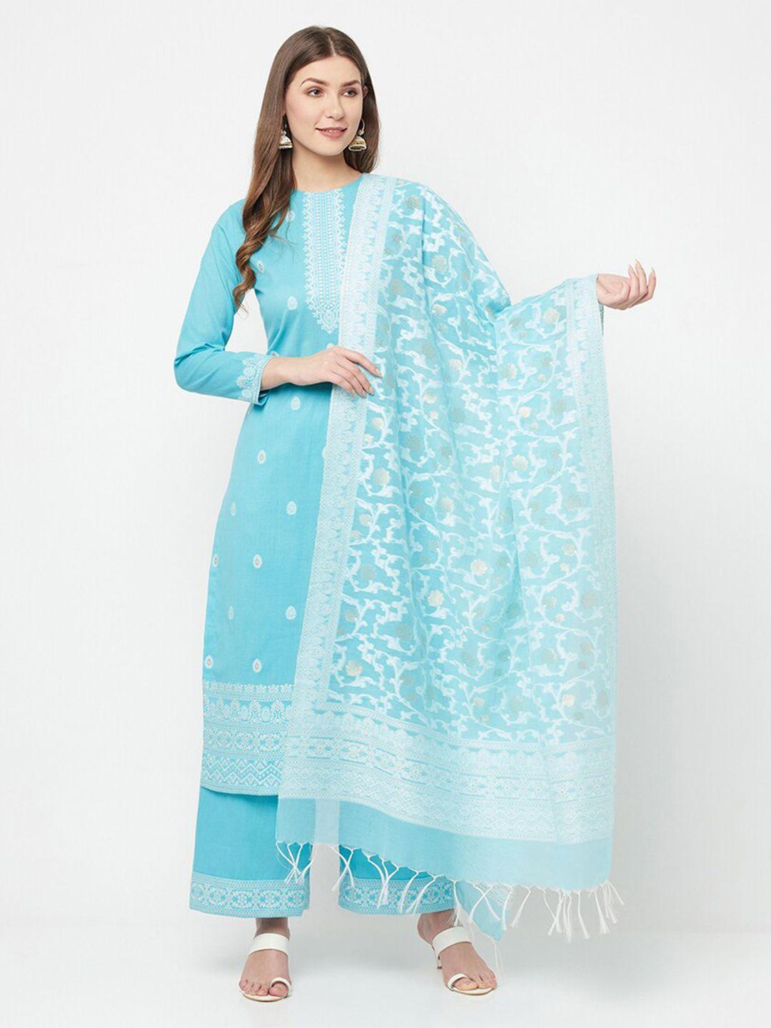 safaa blue unstitched dress material