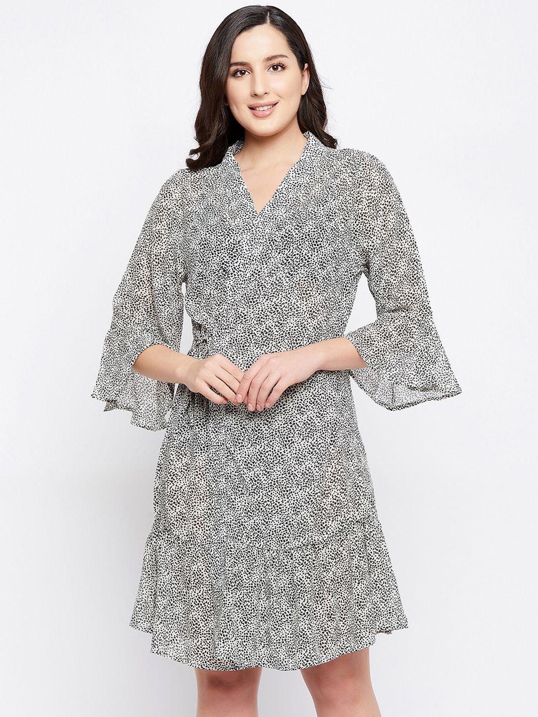 clovia women black &  white animal printed robe