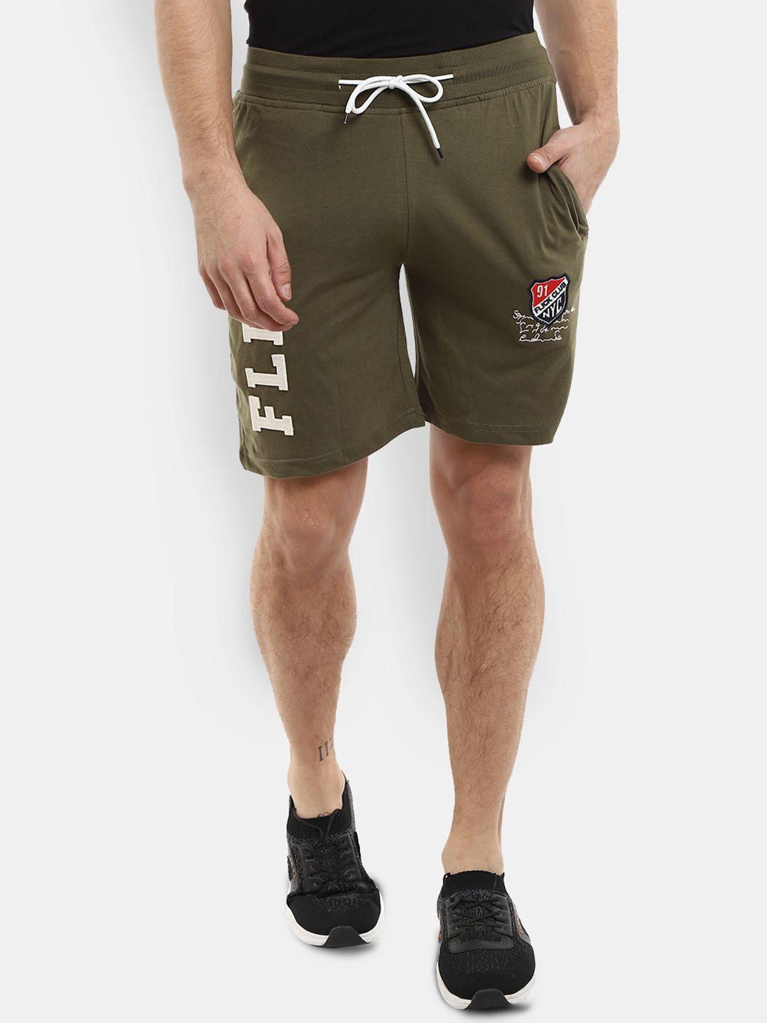 v-mart men olive green cotton sports shorts