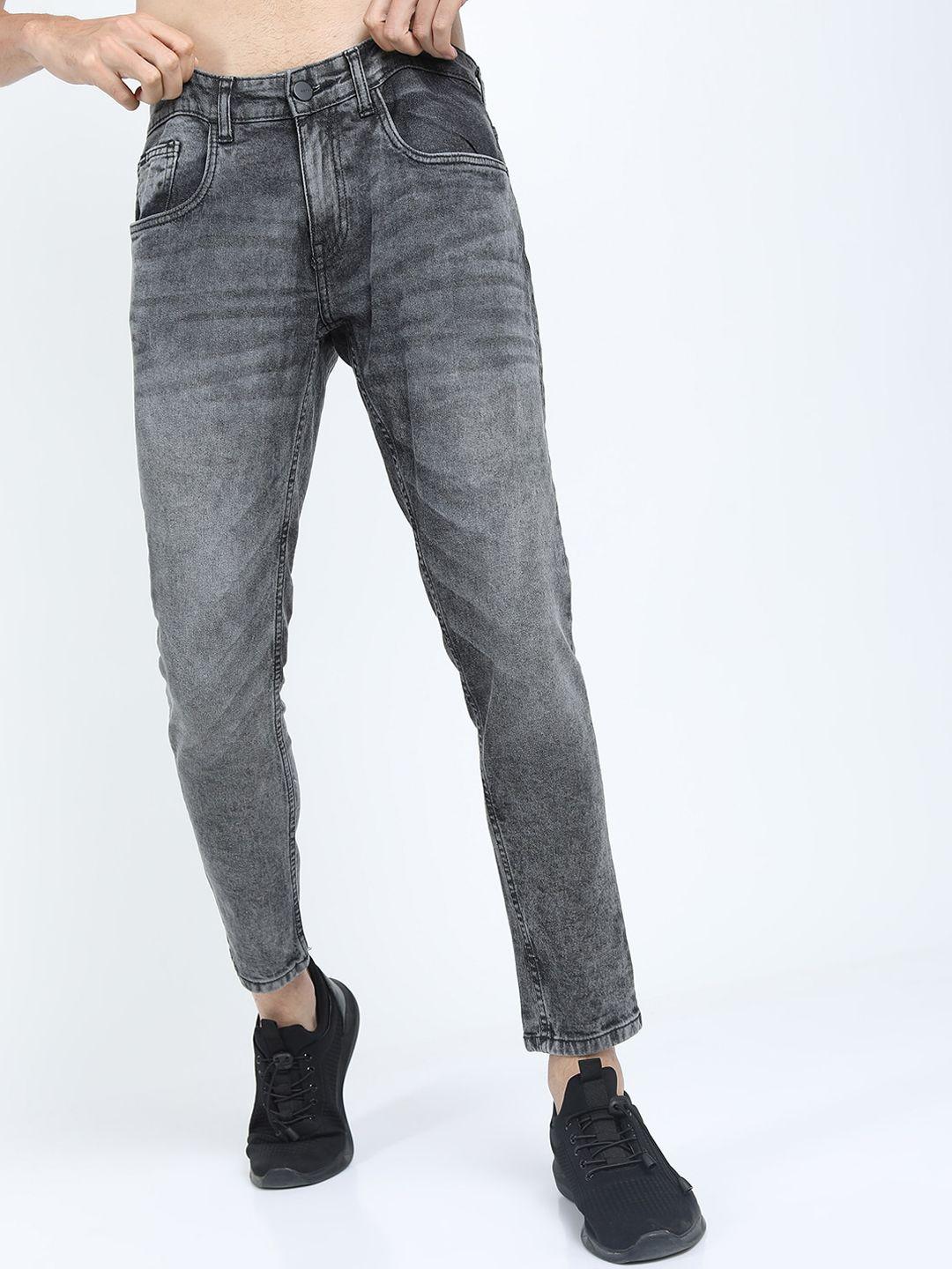 ketch men grey skinny fit heavy fade stretchable jeans