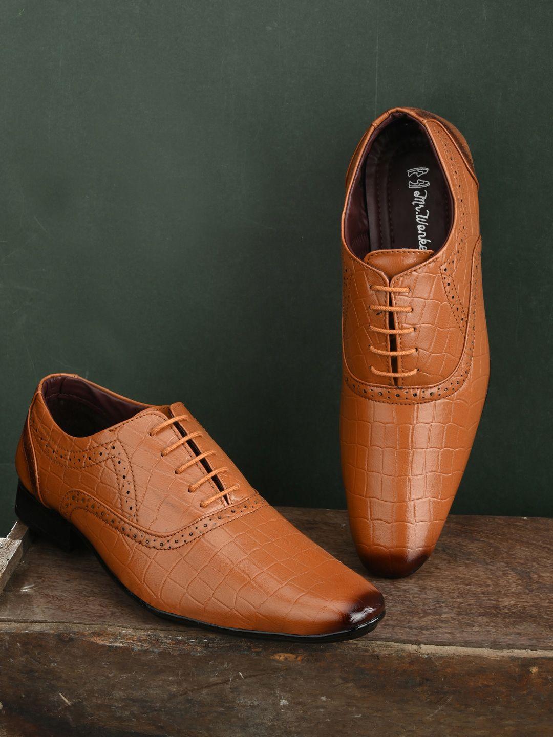 mr.wonker men tan brown formal derbys shoes