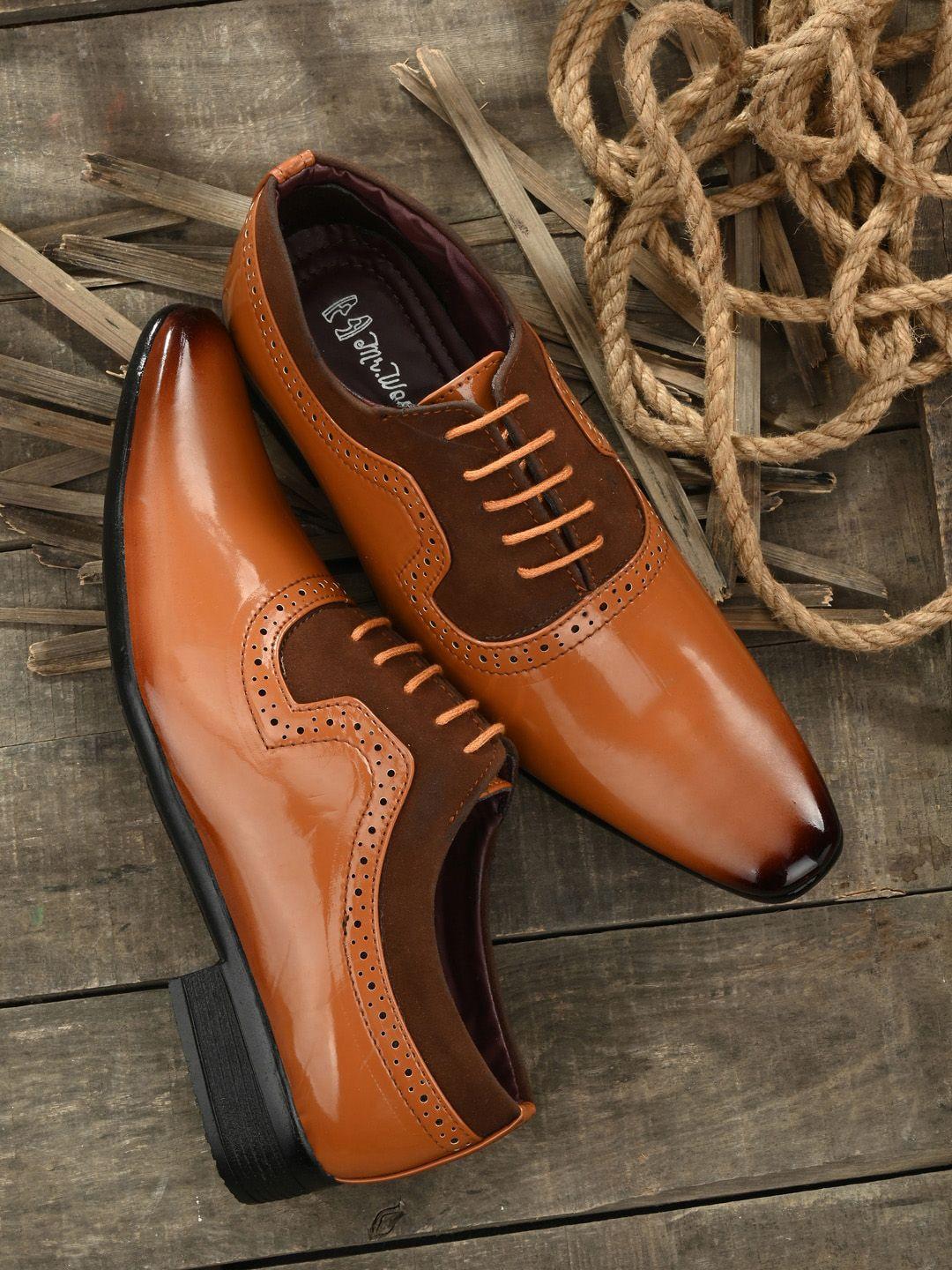 mr.wonker men tan formal derby shoes