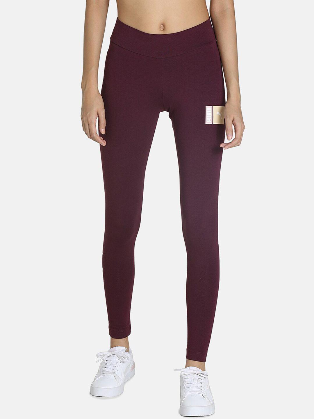 puma women purple box graphic tights