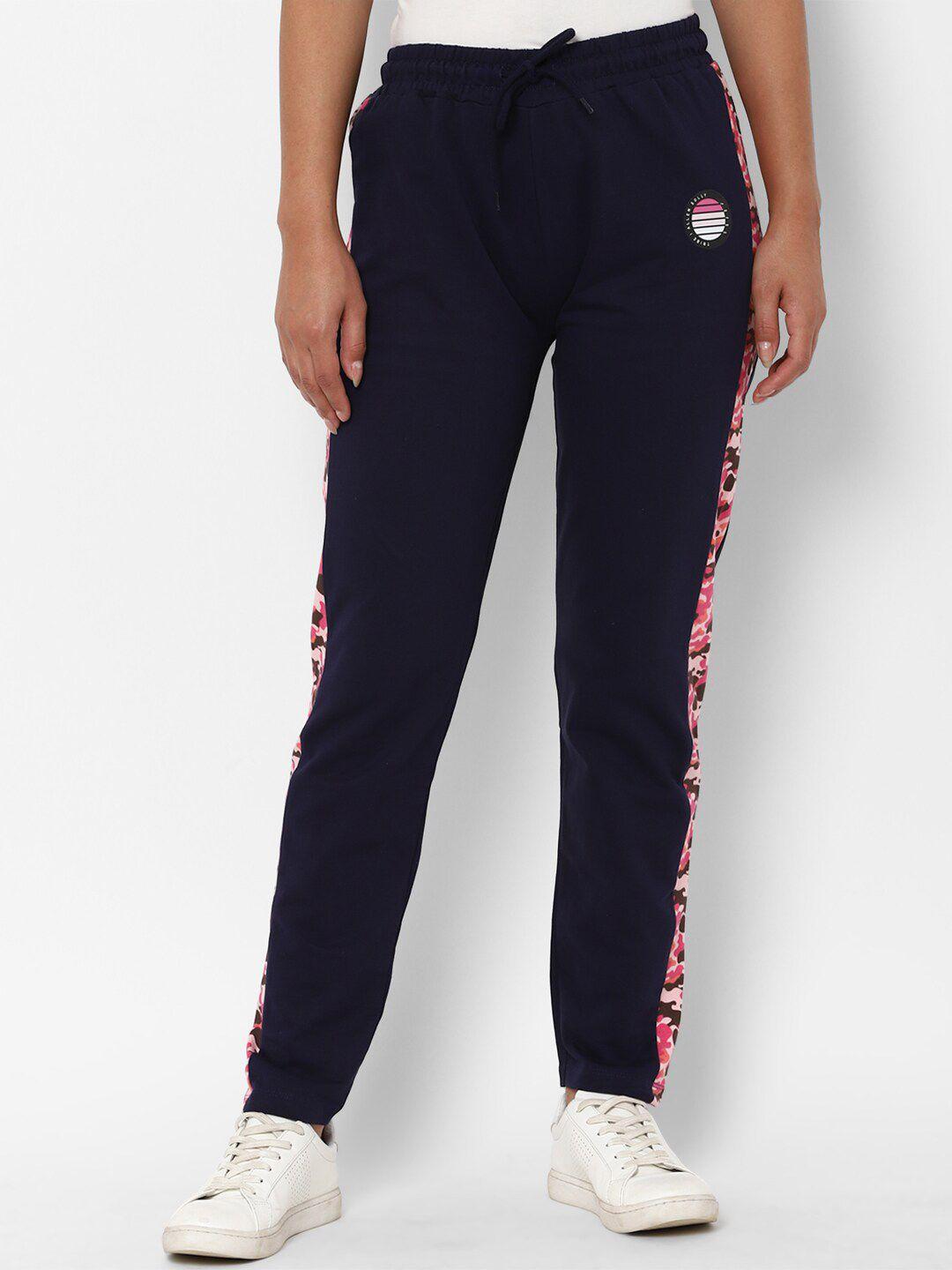 allen solly woman navy blue printed track pants