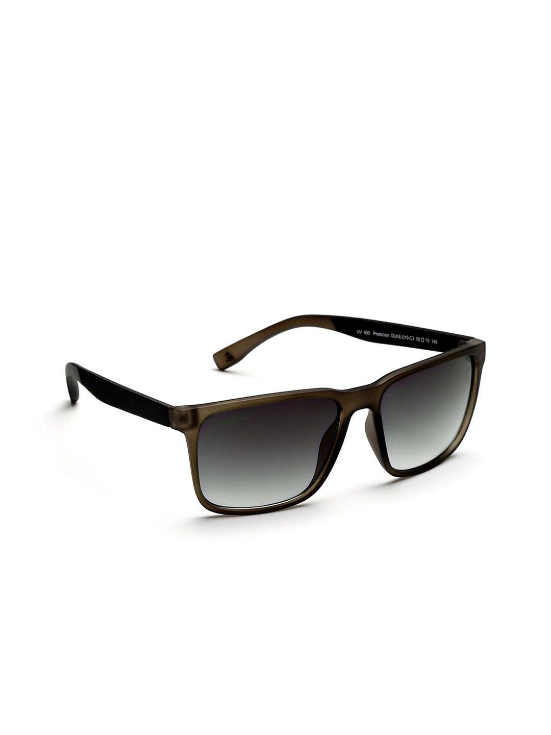 duke unisex grey lens & brown rectangle sunglasses with uv protected lens duke-010-c3