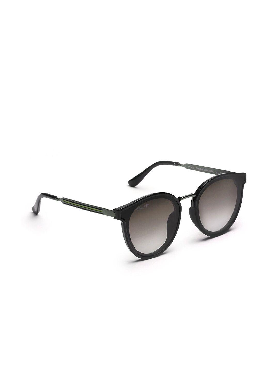 duke unisex black lens & black round sunglasses with uv protected lens duke-008-c1