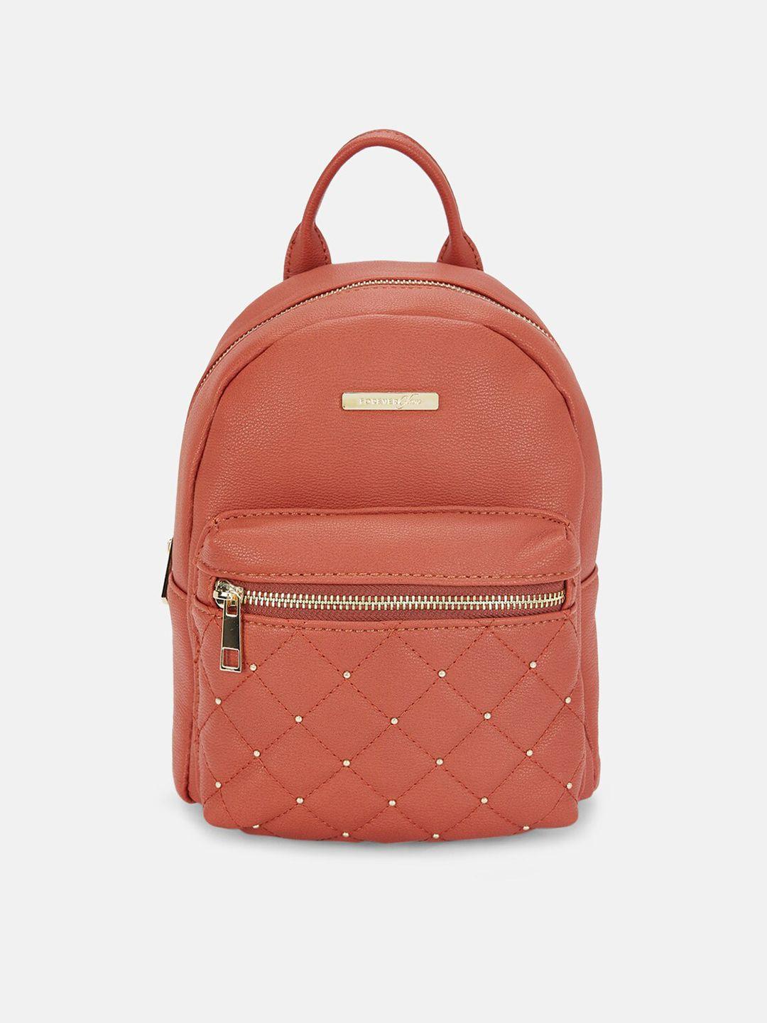 forever glam by pantaloons women orange solid with quilted backpack