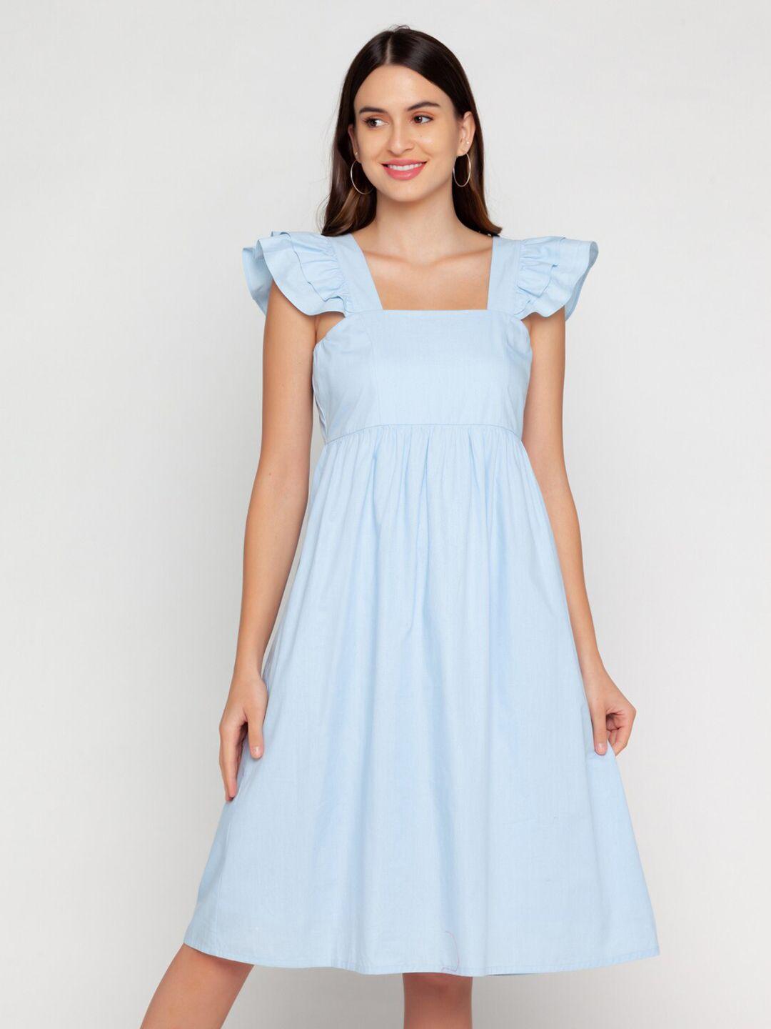 zink london blue pure cotton midi dress