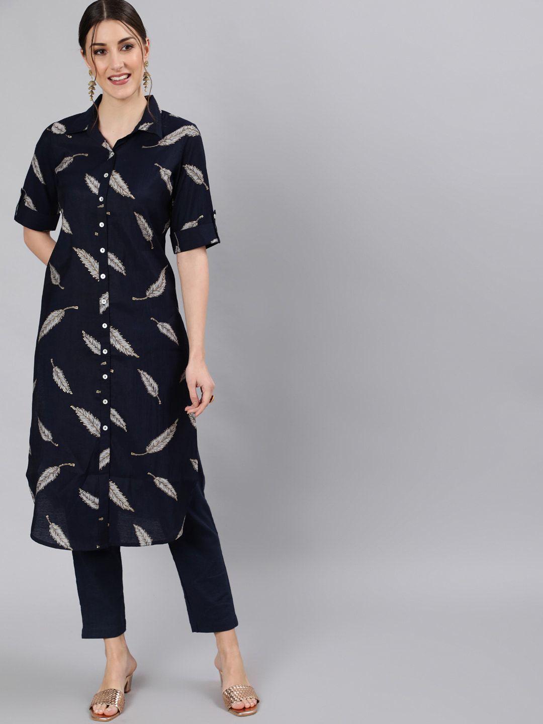 jaipur kurti women leaf print kurta