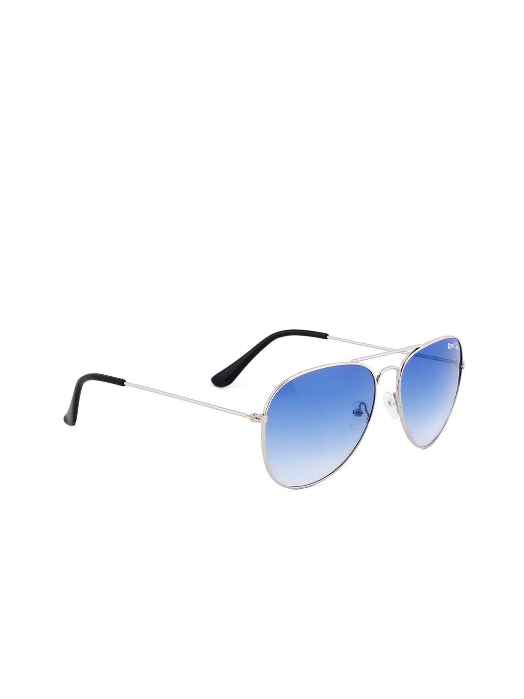 royal son unisex blue lens & silver aviator sunglasses with uv protected lens rs0012av