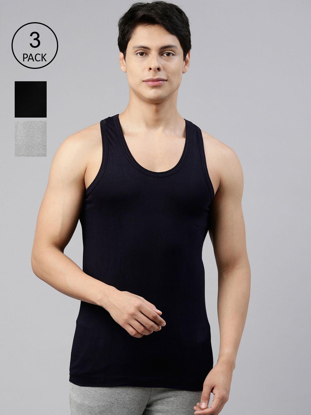 dixcy scott men pack of 3 solid solid cotton gym vests