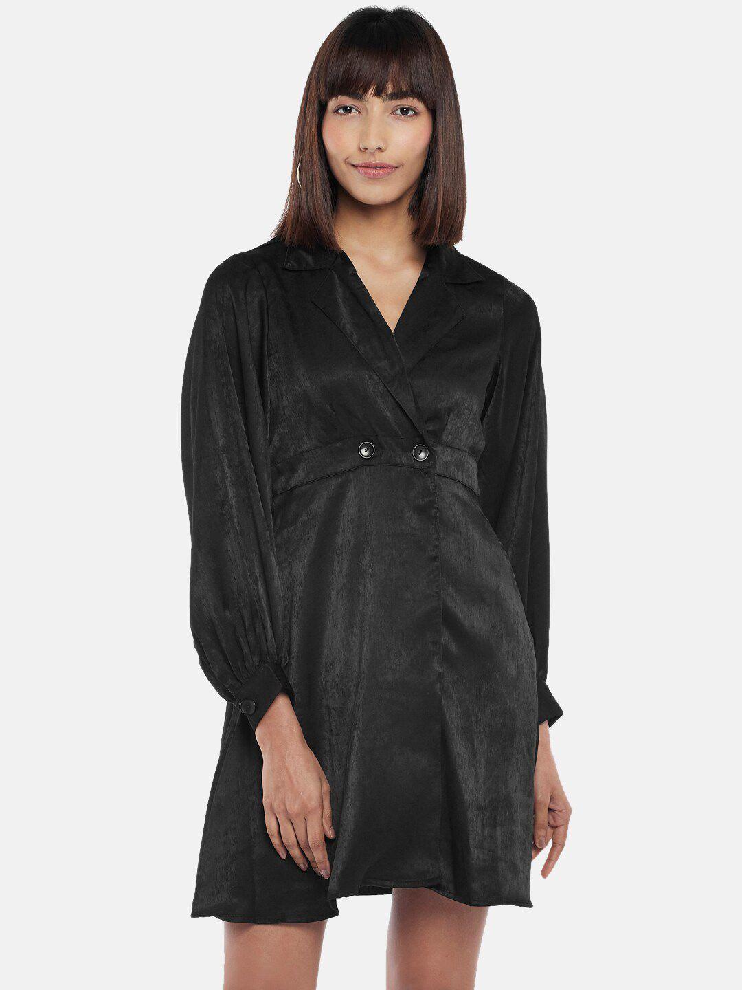 people black velvet puff sleeves shirt dress