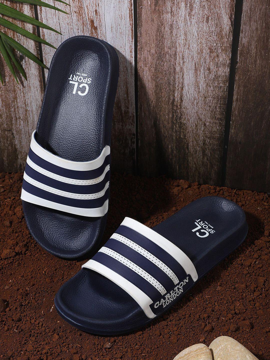 carlton london sports men navy blue striped flip flop slider